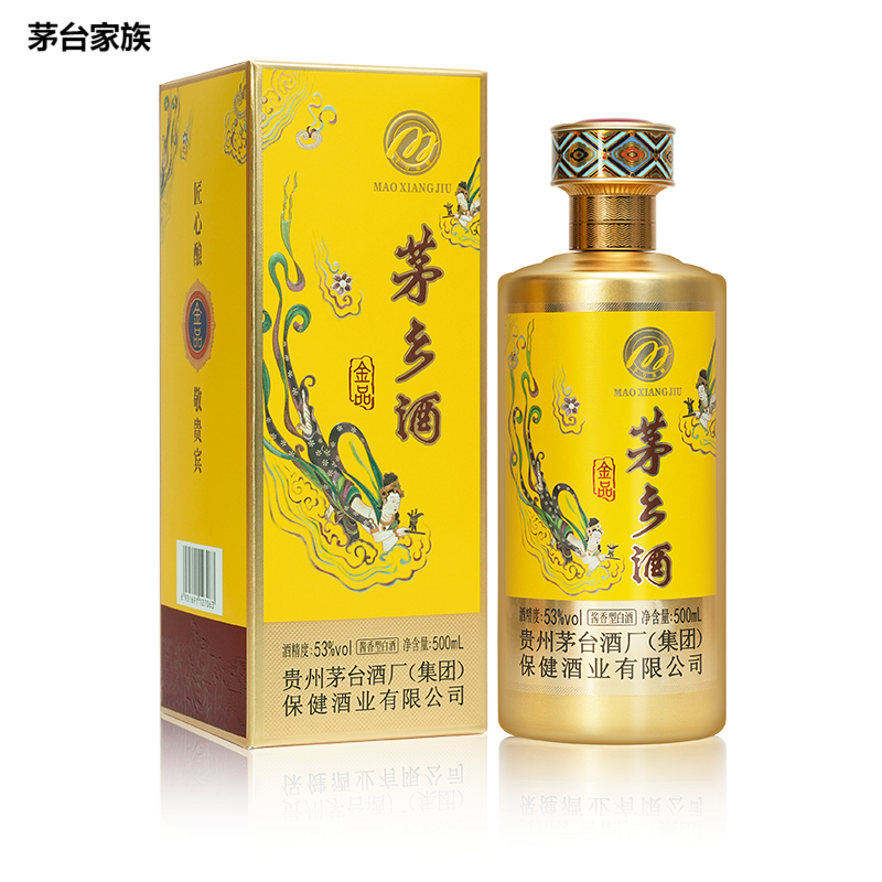 DH-J《热评1000+》贵州茅台酒厂集团保健酒业有限公司出品 茅乡酒金品 53度酱香型白酒500ml*1瓶 一级【箱规：6瓶/箱送3个手提袋】