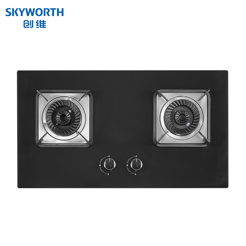 DH-J-SKYWORTH创维家用燃气灶具一级能效高强度钢化玻璃面板 防烫防风热电式熄火保护燃气灶具台嵌入双用JZT/Y-Z202B无温感防烫5.2火力脉冲电子点火【不包安装】