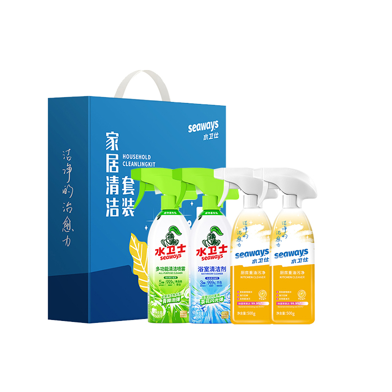 J-水卫仕家居清洁套装A-02【厨房重油污净500g×2瓶+家居多功能清洁喷雾500g+浴室清洁剂500g】新老包装随机发货