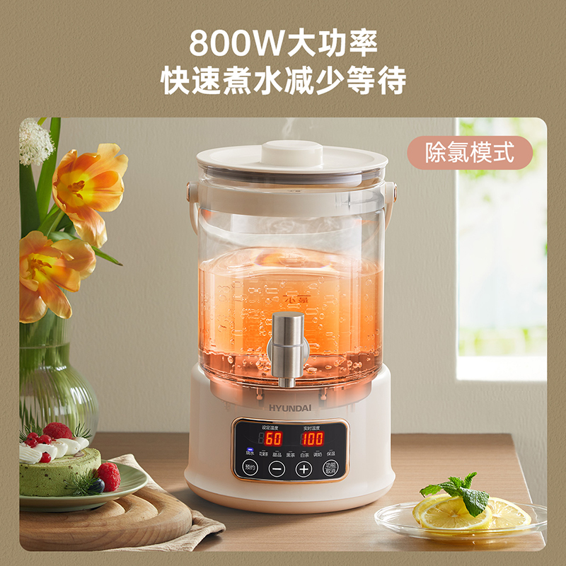 DH-J-【评价2万+】HYUNDAI韩国现代热水壶 家用烧水壶双层防烫保温304不锈钢保温功能大容量恒温电热水壶 2.5L多功能养生壶带水龙头RC-Z825D2