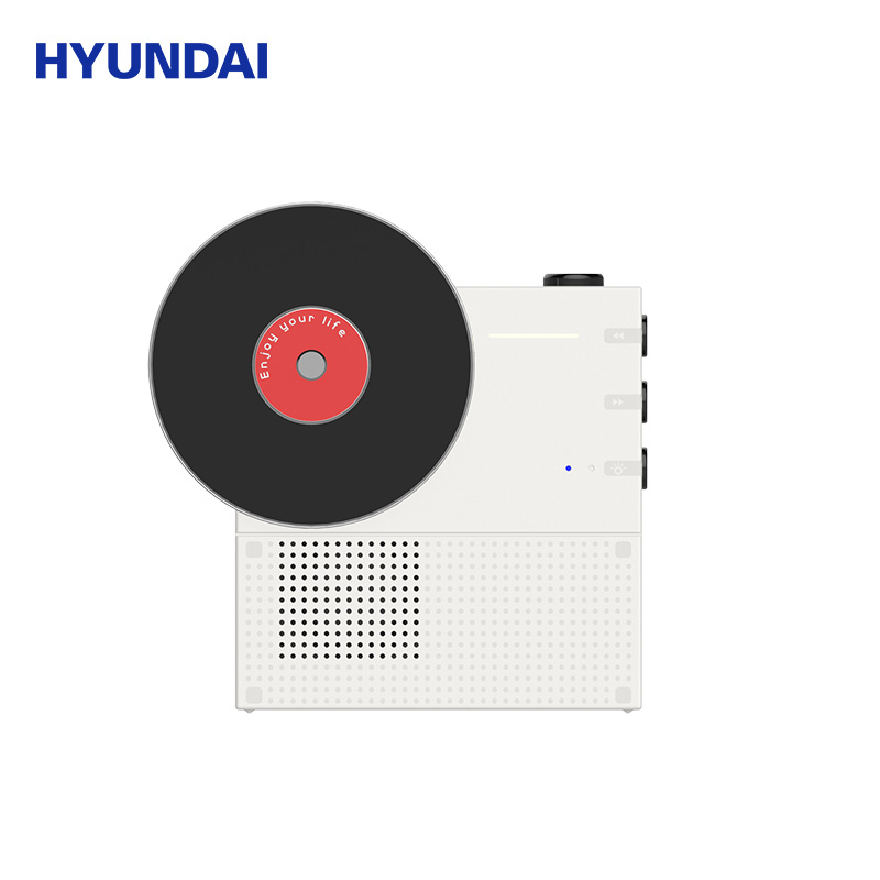 [j-热评200+]韩国现代HYUNDAI怀旧唱片蓝牙音箱 普区包邮 复古黑胶唱片迷你蓝牙音箱可拆卸唱片 YH-F033
