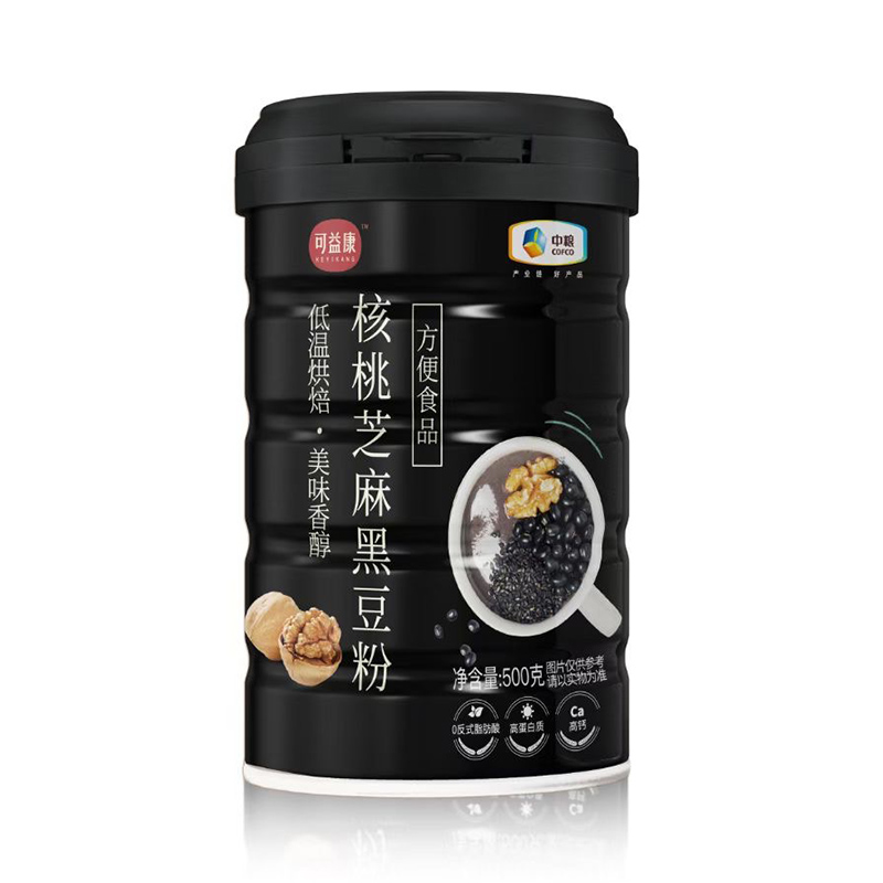 J-【热评2万+】普区包邮 可益康核桃芝麻黑豆粉早餐粉500g  下午茶 泡麦片 泡酸奶  涂面包 即食饱腹营养代餐