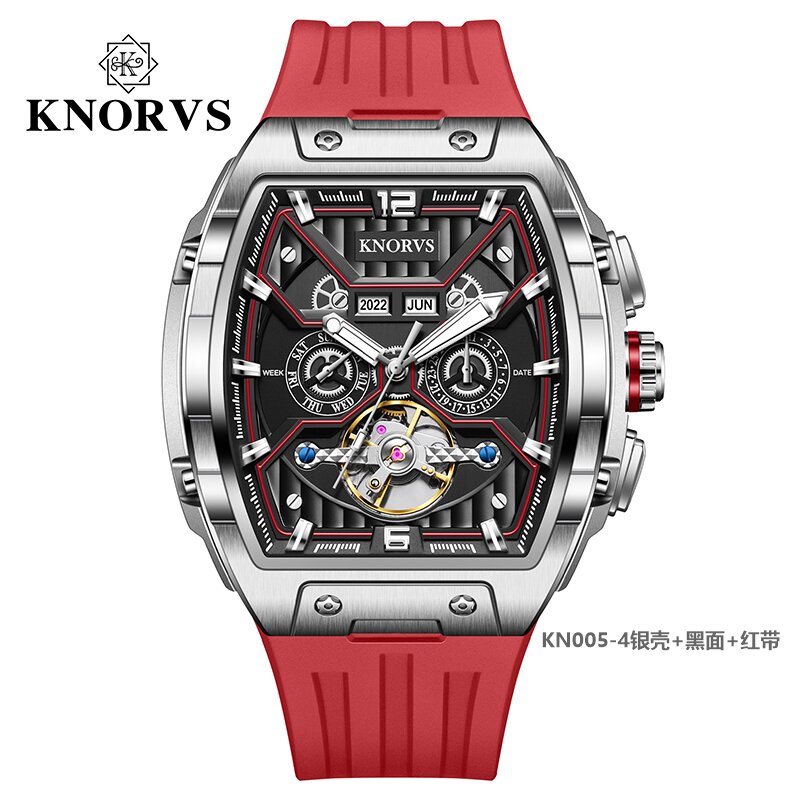 DH-J-【普区包邮】KNORVS卡诺威斯手表星舰5洒桶型高级机械腕表新款全自动机械防水夜光机械手表KN005