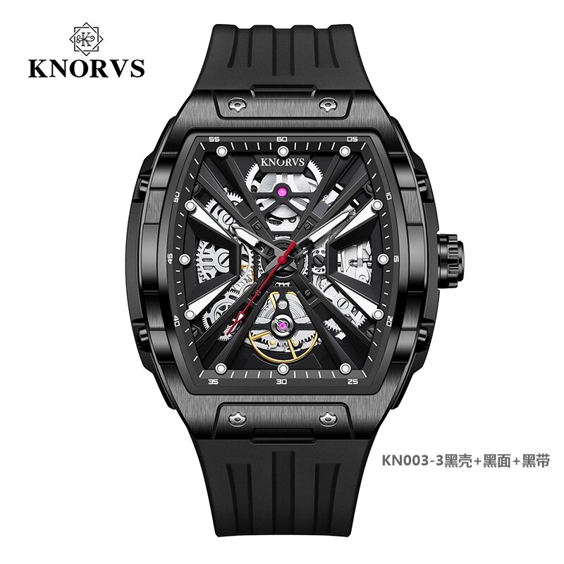DH-J-【普区包邮】KNORVS卡诺威斯手表星舰3洒桶型高级机械腕表新款全自动机械防水夜光机械手表KN003