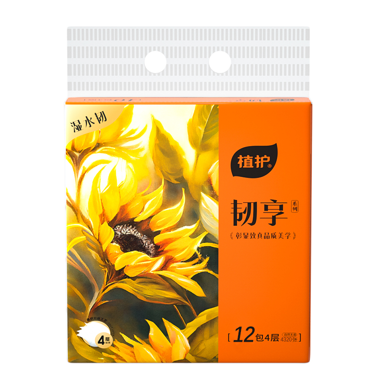 J-【热评20万+】植护韧享系列抽纸154*180mm/4层 90抽 12包/提 共1080抽纸 ZH305388N12 纸巾