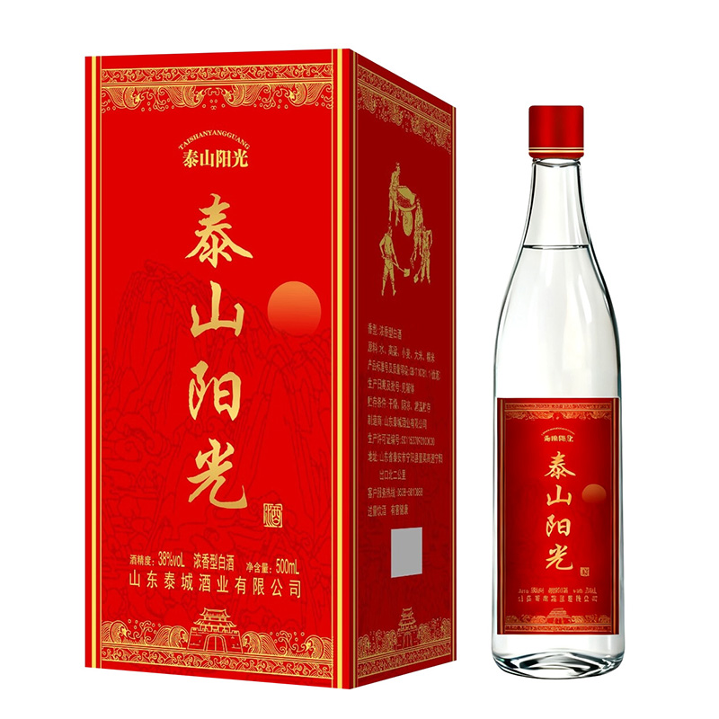 DH-J-泰山阳光 38度浓香型白酒 500ml/瓶单瓶装 整箱起拍（不含手提袋）生产日期：2021年6月19日