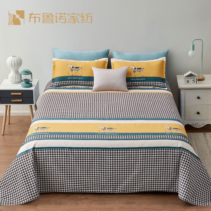 DH-J-布鲁诺老粗布三件套  床单+枕套 吸汗透气 家纺三件套  230cm*230cm+48x74cm*2
