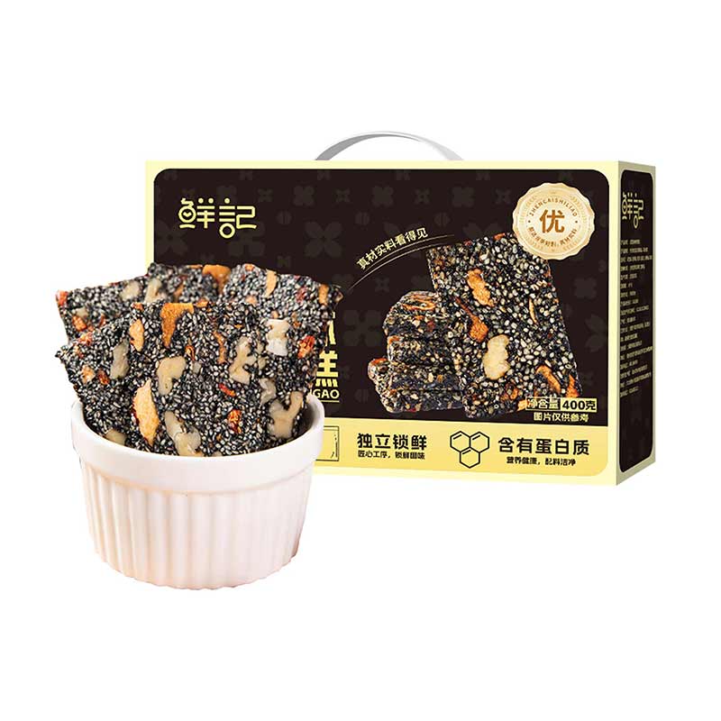 J-鲜记黑芝麻核桃软糕400g 休闲零食 办公室零食假期蜗居零食