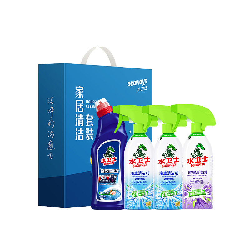 J-水卫士清洁套装D-A1【强效洁厕净500g+浴室清洁剂500g*2+除霉清洁剂480g】