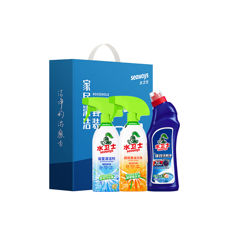 J-水卫士清洁套装D-04【浴室清洁剂500g+厨房重油污净500g+强效洁厕净500g】