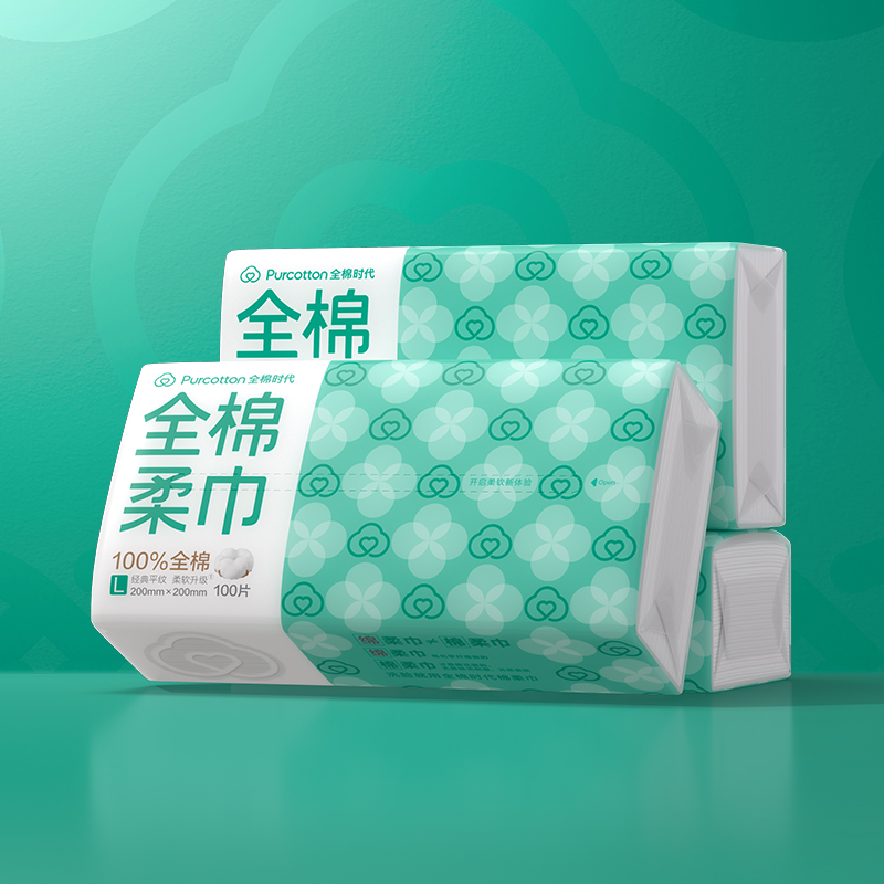 J-全棉时代经典全棉柔巾L码100%棉柔巾3包/袋