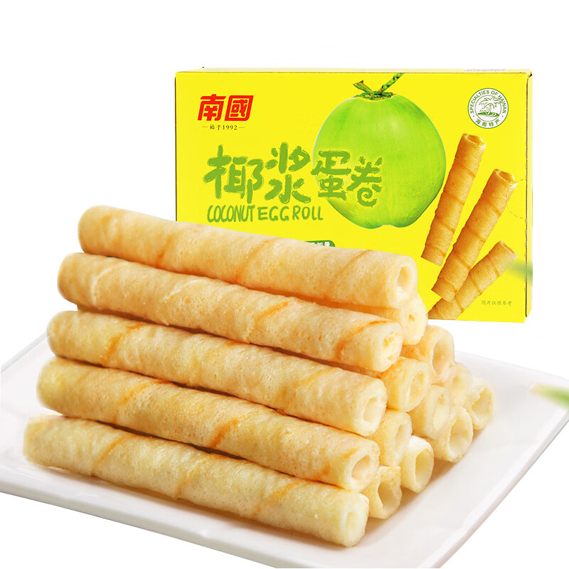 普区包邮 J-【热评20万+】南国 椰浆蛋卷180g*2袋