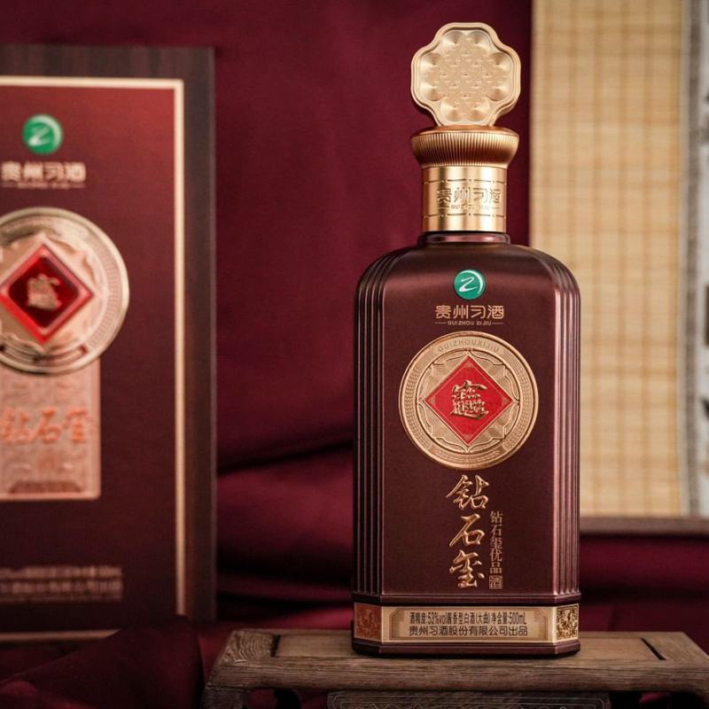 J-贵州习酒钻石玺 53度酱香白酒 普区包邮 商务送礼节日宴请婚宴喜宴 500mL/瓶 两瓶附赠手提袋
