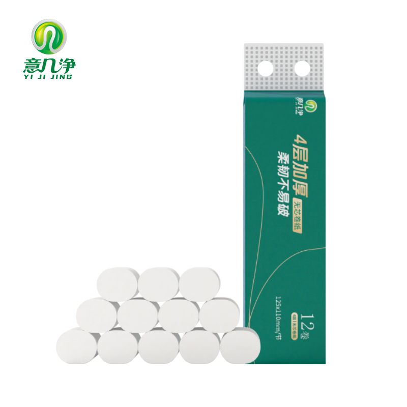 J-【热评100+】意几净柔韧亲肤无芯卷纸4层加厚70g/卷*12卷*1提 yjj4847